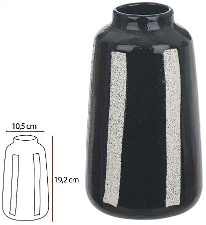 Vaso Decorativo Ceramica Preto Branco 19,2cm