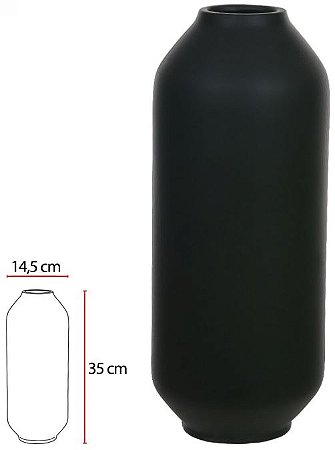 Vaso Decorativo Ceramica Preto 35cm
