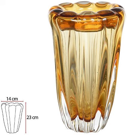 Vaso Decorativo Vidro Tipo Murano Ambar 23cm