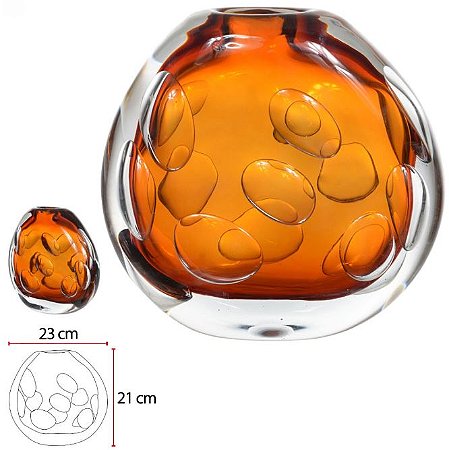 Vaso Decorativo Vidro Tipo Murano Ambar 21cm
