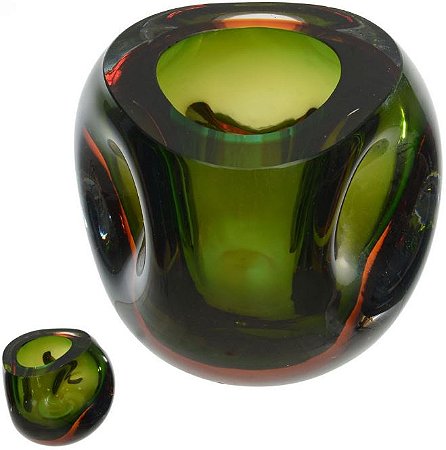Vaso Decorativo Vidro Verde Ambar 14cm