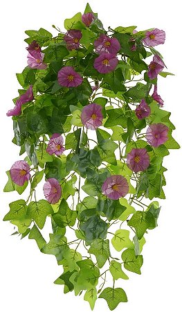 Planta Artificial Folhagem Hera Pendente Real Toque X23 Fucsia 68cm