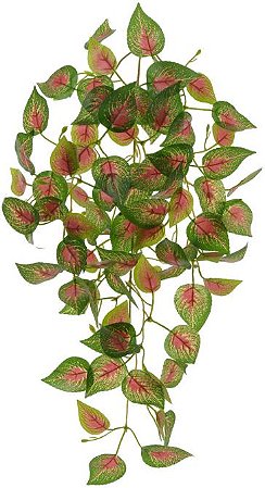Planta Artificial Folhagem Coleus Pendente Real Toque X84 Verde Vermelho 60cm