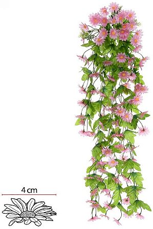 Planta Artificial Folhagem Margarida Pendente X118 Rosa 85cm