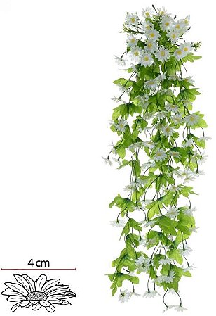 Planta Artificial Folhagem Margarida Pendente X118 Branco 85cm