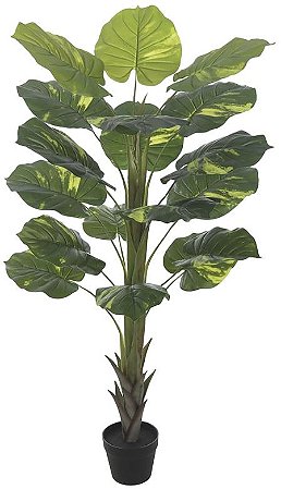 Planta Artificial Arvore Jiboia Real Toque C/Pote X18 Verde 1.4m