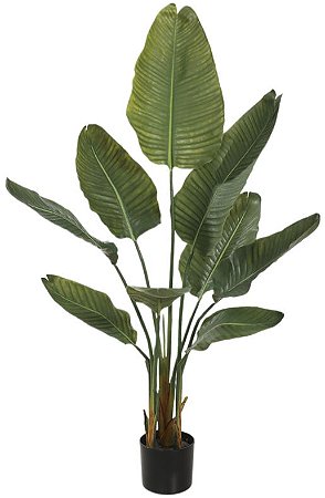 Planta Artificial Arvore Bananeira De Jardim Real Toque Uv C/Pote X9 Verde 1.2m