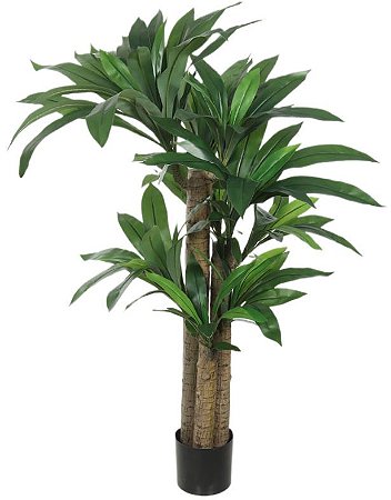 Planta Artificial Arvore Dracena Pau D'Agua Real Toque C/Pote Pu X130 Verde 1.3m