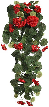Planta Artificial Folhagem Geranio Pendentes X73 Vermelho 76cm