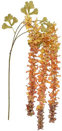 Planta Artificial Folhagem Haste Visteria Pendentes X201 Laranja 2T Outono 1.3m