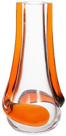 Vaso Decorativo Vidro Com Aplicacao Transparente Ambar 32cm