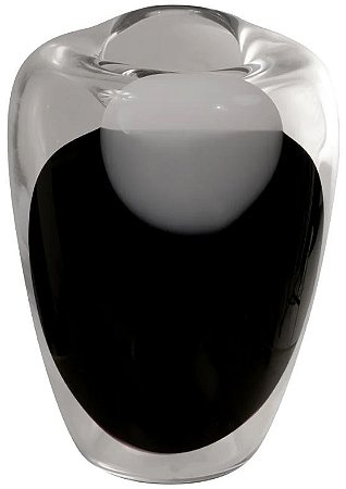 Vaso Decorativo Vidro Transparente Preto 27cm