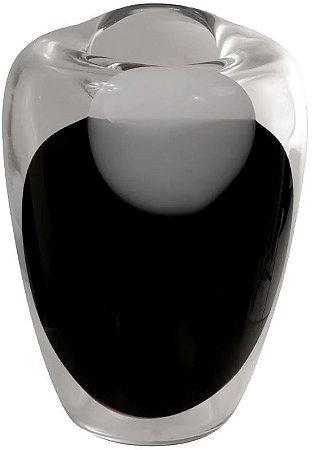 Vaso Decorativo Vidro Transparente Preto 23cm