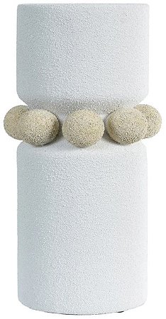 Vaso Decorativo Ceramica Branco Bege 30cm