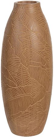 Vaso Decorativo Poliresina Folhas Marrom 43cm