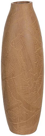 Vaso Decorativo Poliresina Folhas Marrom 55cm