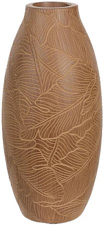Vaso Decorativo Poliresina Folhas Marrom 32cm
