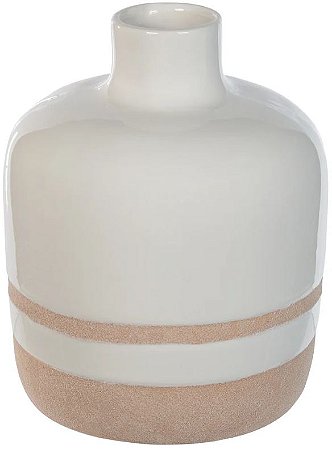Vaso Decorativo Ceramica Branco Bege 11cm