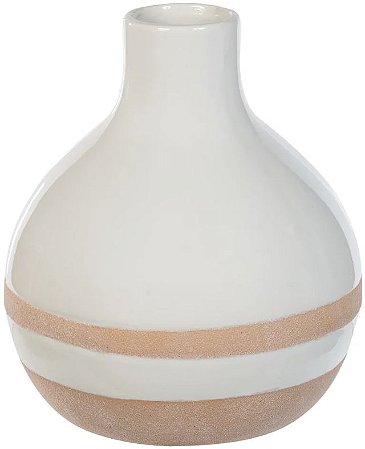Vaso Decorativo Ceramica Branco Bege 12cm