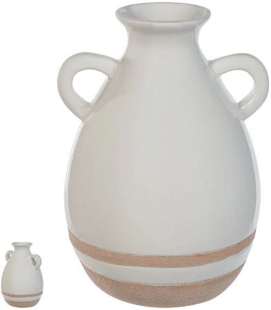 Vaso Decorativo Ceramica Branco Bege 11cm