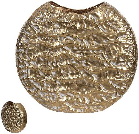 Vaso Decorativo Metal Com Textura Dourado 11cm