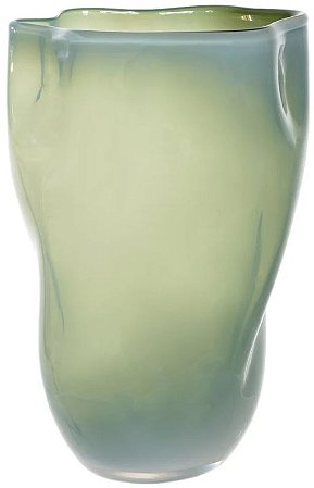 Vaso Decorativo Vidro Verde Leitoso 29cm