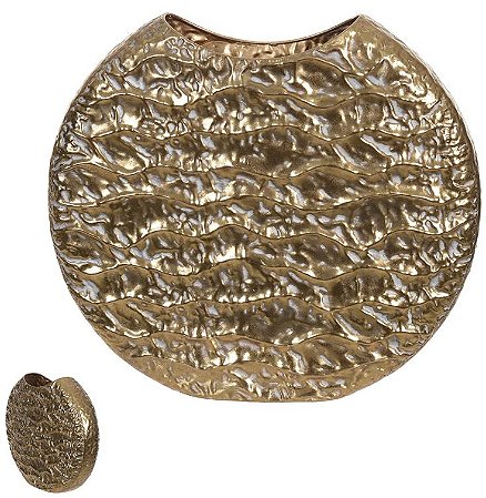 Vaso Decorativo Metal Com Textura Dourado 12,5cm