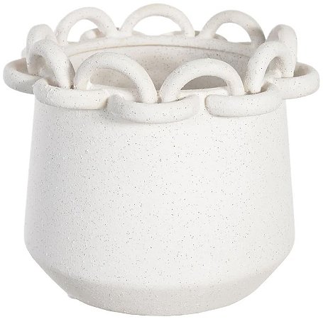 Vaso Decorativo Ceramica Chain Branco 18,5cm