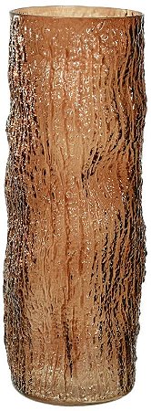 Vaso Decorativo Vidro Texturizado Marrom 31cm