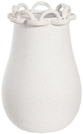 Vaso Decorativo Ceramica Chain Branco 32cm