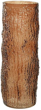Vaso Decorativo Vidro Texturizado Marrom 40cm