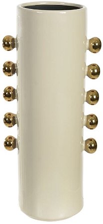 Vaso Decorativo Ceramica Balls Off White Dourado 12cm