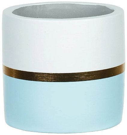 Vaso Decorativo Cimento Azul Branco 10cm