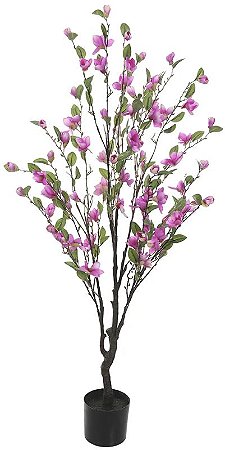 Planta Artificial Arvore Magnolia C/Pote X85 Rosa 1,4m