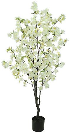 Planta Artificial Arvore Cerejeira C/Pote X744 Creme 1,4m
