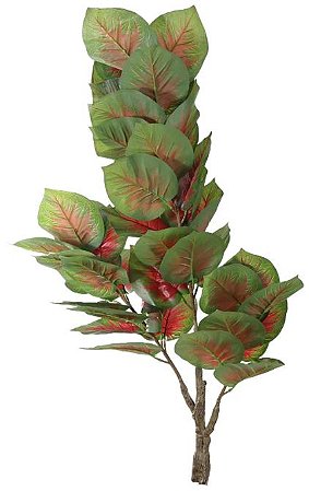 Planta Artificial Arvore Caladium Real Toque X47 Verde Vermelho 1,2m