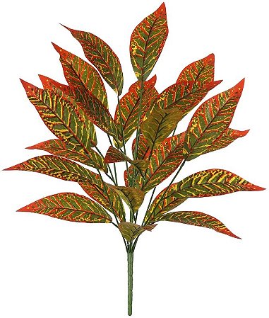 Planta Artificial Arvore Croton Real Toque X26 Verde Vermelho 76cm