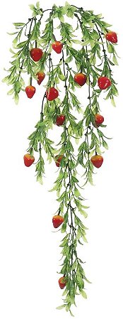 Planta Artificial Folhagem Morango Pendente X14 Vermelho 75cm