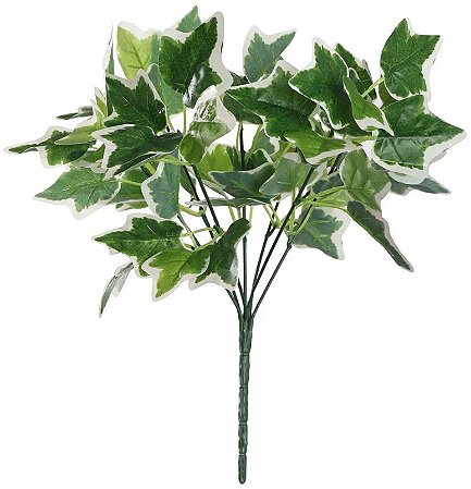 Planta Artificial Folhagem Hera Forracao Real Toque X63 Verde Branco 28cm
