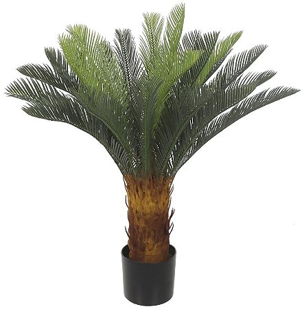 Planta Artificial Arvore Palmeira Cycas C/Pote X24 Verde 90cm