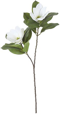 Planta Artificial Folhagem Haste Magnolia Real Toque X2 Branco 69cm