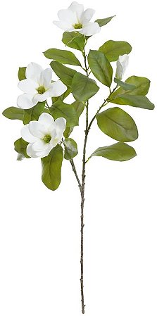 Planta Artificial Folhagem Haste Magnolia Real Toque X4 Branco 1m