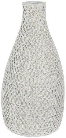 Vaso Decorativo Poliresina Croche Off White 37cm