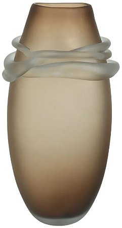 Vaso Decorativo Vidro Com Aplicacao Marrom 36cm