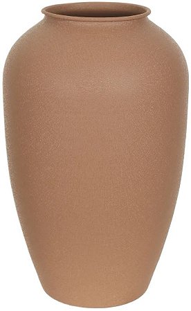 Vaso Decorativo Metal Texturizado Marrom 26,5cm