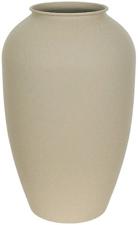 Vaso Decorativo Metal Texturizado Bege 26,5cm