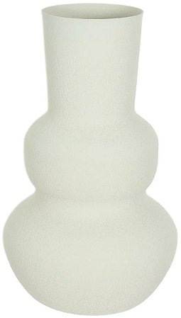 Vaso Decorativo Metal Texturizado Organico Off White 20,5cm