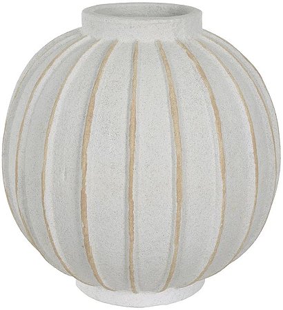 Vaso Decorativo Ceramica Esfera Com Detalhes Off White 25,5cm