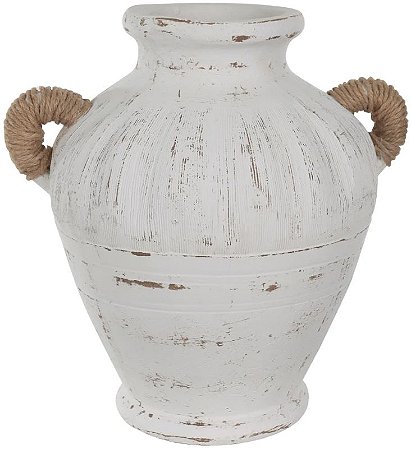 Vaso Decorativo Ceramica Com Alca Off White 32cm