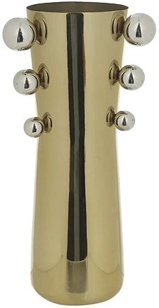 Vaso Decorativo Aco Inox Balls Dourado Prata 33,5cm